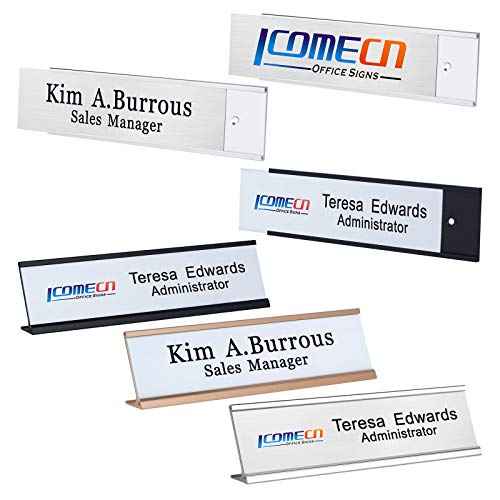 Personalized Office Name Plates Aluminum Hot Printing Custom Office Wall or Desk Name Plates 2" x 8" (Input-Texts)