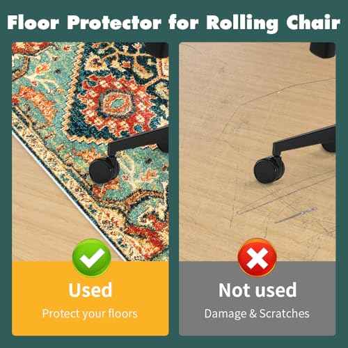 Office Chair Mat for Hard Floor, Duty Abrasion-Resistant Under Desk Rug for Rolling Chair on Hardwood & Carpeted Floors Protector, Anti Slip Bohemian Computer Floor Mat for Office Home