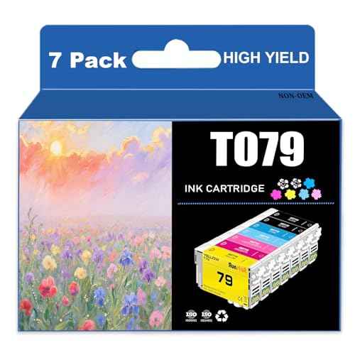Run Star 79 T079 Remanufactured Ink Cartridge Replacement for 79 T079 T079120 use with Epson Artisan 1430 Stylus Photo 1400 Printer (7 Packs; 2 Black/Cyan/Yellow/Magenta/Light Cyan/Light Magenta)