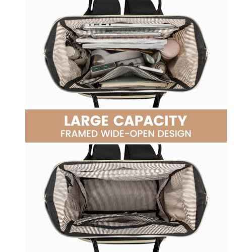 LOVEVOOK Laptop Backpack for Women Fashion Business Computer Backpacks Travel Bags Purse Doctor Nurse Work Backpack with USB Port, Fits 17-Inch Laptop Grey Black