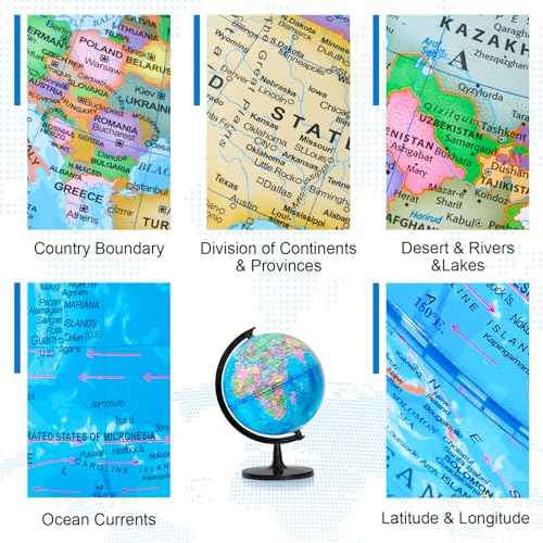 GOCHANGE Globe for Kids Learning, 10" Geography Educational Globe with Thickened Stand - More Stable for Children & Teachers, 360¡Æ Spinning Educational Tools & Desk Decorations & Gifts