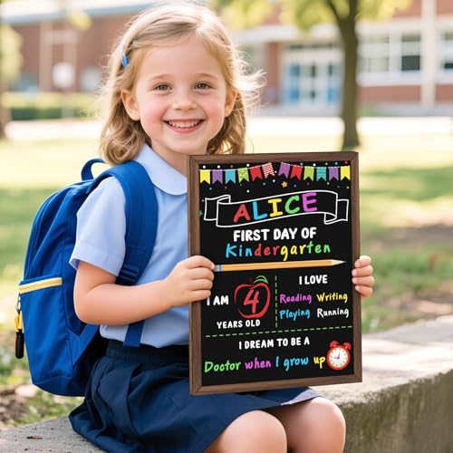 First Day of School Sign Board with 6 Liquid Chalk Markers | Back-to-School Photo Prop