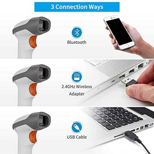 NetumScan Bluetooth 2D Barcode Scanner, 3 in 1 Automatic Wireless QR Barcode Reader USB Image Code Scanner for Store, Warehouse POS, Computer, Tablet, iPad, iPhone, Android