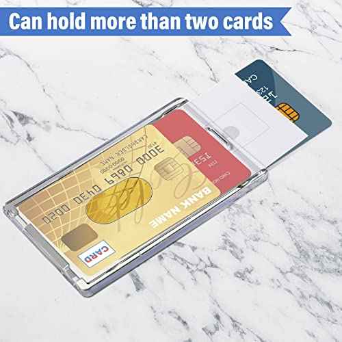 Chinco 90 Pcs Hard Plastic Badge Holder Vertical Clear ID Badge Holders Acrylic Heavy Duty Waterproof Plastic ID Card Holder Transparent Heavy Duty Protector Case for Office School Hospital Lanyard