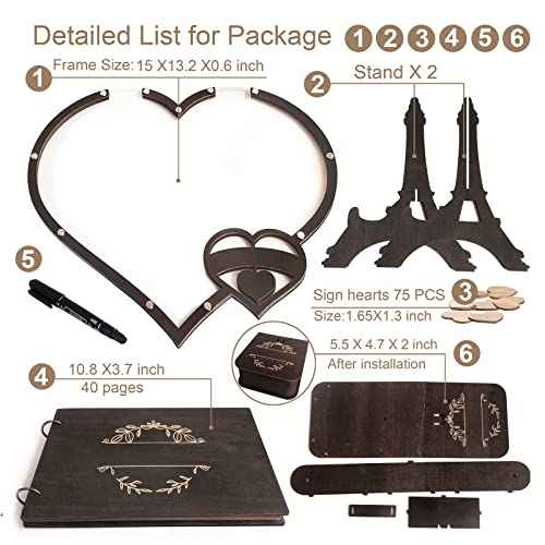 Y&K Homish Wedding Guest Book Alternative Drop top Frame Guest Book Guest Book Wedding Reception (Brown)
