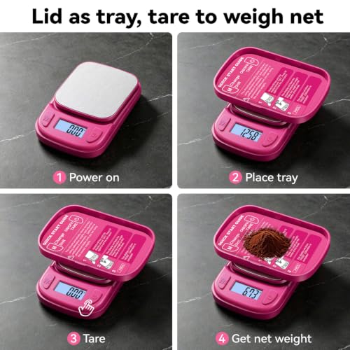 Fuzion Magenta Digital Pocket Scale 500g x 0.01g Food Jewelry Coin Weighing