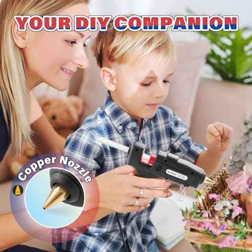 DIYSELF Hot Glue Gun, Full Size, 1 PCS Glue Gun with 20 Glue Sticks, Glue Gun and Sticks Set, Hot Glue Gun Kit for Crafts, Fabric, Woodworking, Craft Glue Guns, Heavy Duty Glue Gun, 60/100W(Black£©