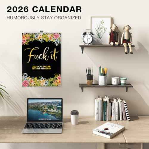 Fu-ck It 2026 Calendar for Tired-Ass Women, 2026 Fu-ck It Wall Calendar for Tired Women, Humor Hanging Month Calendar,Hanging Calendar for Home Office,Funny Swear Word Monthly Calendar Gag Gift Woman(B)