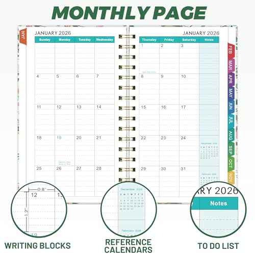 2026 Pocket Calendar - 2026 Pocket Planner for Purse, Jan. 2026 - Dec. 2026 Planner Weekly and Monthly, 4.1'' ¡¿ 6.8'', 12 Months Tabs, Strong Twin-wire Binding, Floral Cover