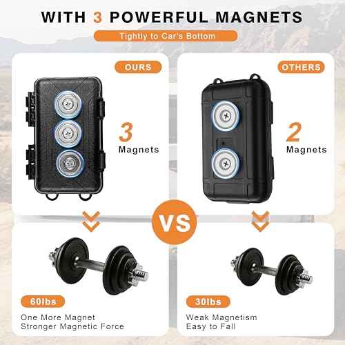 Upgraded Magnetic Key Holder Under Car, Hide a Key Outside Waterproof Magnetic Key Box for Under Car Large Hide Box Magnetic Storage Box, Black