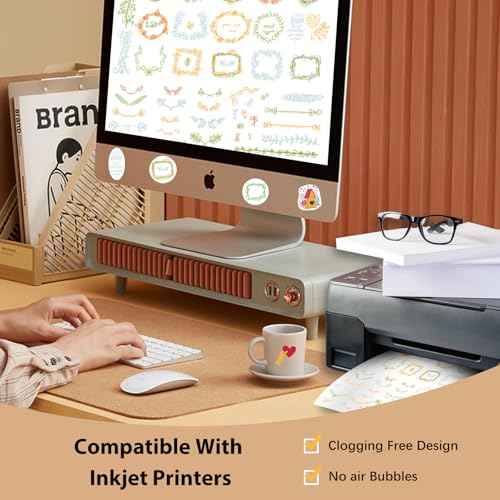 Printable Vinyl Sticker Paper for Inkjet Printer - 35 Sheets Glossy White - 8.5" x 11" - Waterproof Labels Paper, Dries Quickly,Vivid Colors,Tear Resistant,DIY Sticker