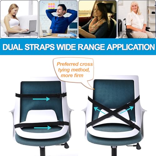 Large Memory Foam Seat Cushion & Lumbar Support for Office Chair with Adjustable Strap