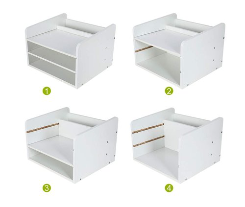 PAG Wood Desktop File Organizer Office Phone Stand for Desk Adjustable Desktop Shelf Mail Sorter Paper Magazine Holder Rack, White