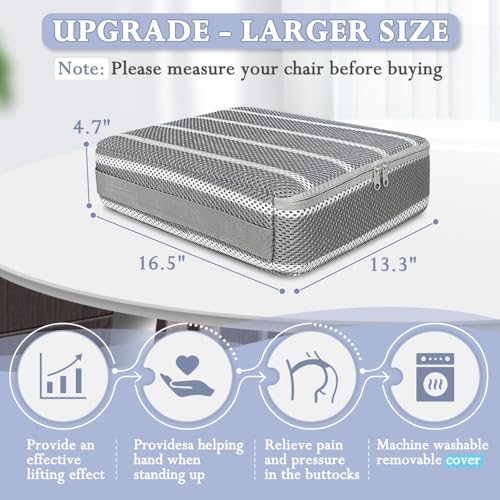 Adult Booster Seat Cushion Extra Firm Riser Chair Cushions for Elderly Washable Thick Chair Lift Pads to Raise Height for Couch, Home, Patio, Office Seat