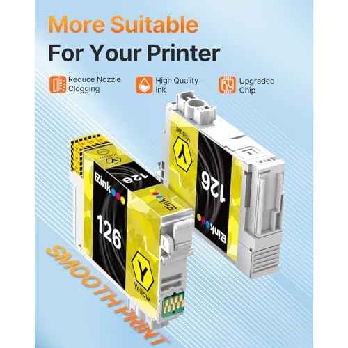 E-Z Ink Remanufactured 126 Ink Cartridges Replacement for Epson Ink 126 to Use with Workforce WF-3520 WF-3530 WF-3540 WF-7010 WF-7510 WF-7520 for Stylus NX330 NX430 60 435 520 545 630 633 (6 Pack)