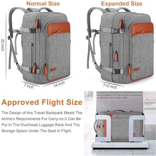 Travel Laptop Backpack,42L Carry on Luggage, Flight Approved Expandable Backpack,Business Anti Theft Weekender Bags for Women Men, Water Resistant Expandable Backpacks With 4 Packing Cubes