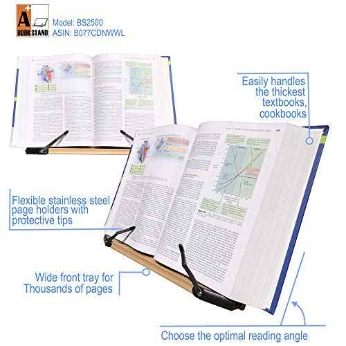 BS2500 Large 16x10.5 Portable Adjustable Foldable Bookstand Holder for Reading Hands Free Large Thick Heavy Textbooks Cookbooks Tablets