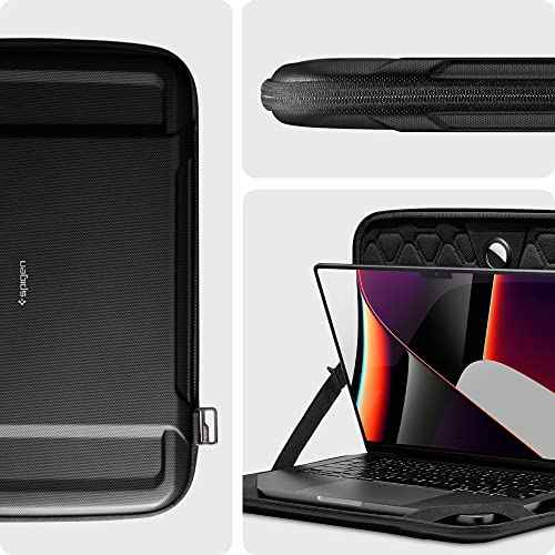 Spigen Rugged Armor Hard Shell Laptop Sleeve Pouch Compatible with MacBook Air 13 Inch, MacBook Pro 14 Inch M3 & M2 Series, and 13-14 inch laptops - Black