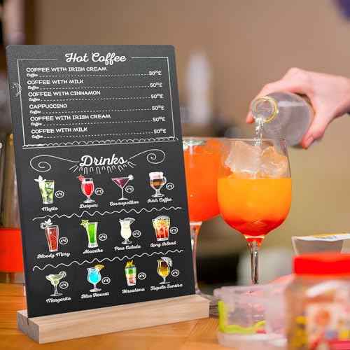 ONUPGO 8 x12 Inch Tabletop Chalkboard Sign with Base Stand, Menu Chalk Board Sign Store Food Signs, Message Boards for Party, Wedding, Tables Decoration, Bar and Restaurant