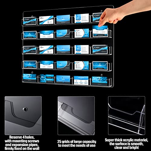 Lincia Acrylic Business Card Holder Wall Mount Clear Sticker Display Rack Multiple Clear Card Organizing Sticker Display Stand Pre Drilled Acrylic Holders(25 Pocket)