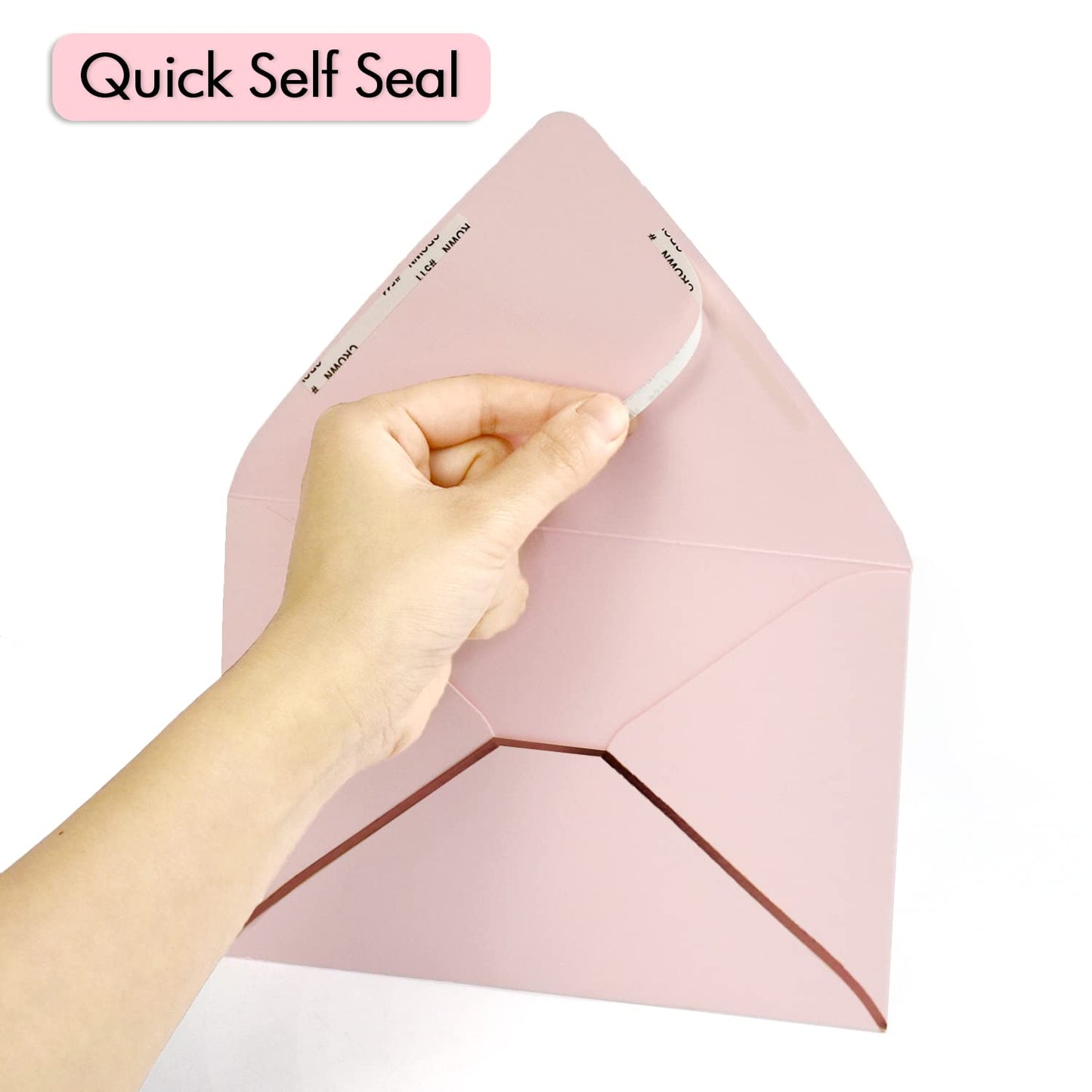 A7 Pink Envelopes 50 Pack With Rose Gold Border Christmas Envelopes Quick Self Seal, For 5x7 Cards| Perfect for Weddings, Invitations, Photos, Graduation, Baby Shower (Pink-rose golden border)