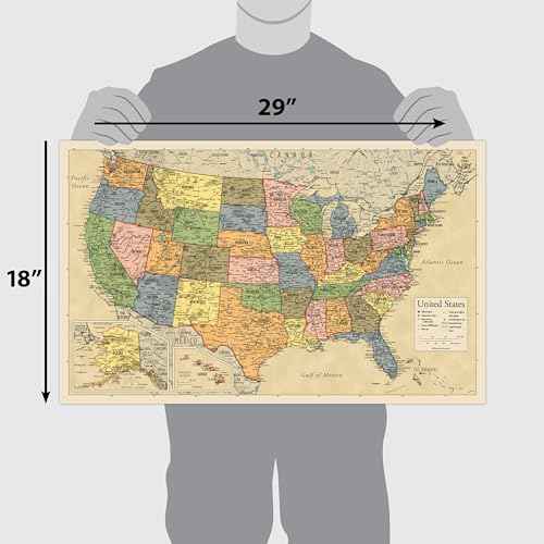 2 Pack - Laminated World Map & US Map Poster Set - Wall Chart Map of the World & United States - Made in the USA [Yellow]