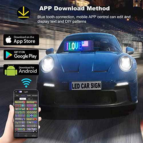 Led Sign, Bluetooth App Programmable Led Car Sign, USB 5V Scrolling Message Led Matrix Panel, Custom Digital Display Board for Shop Advertising