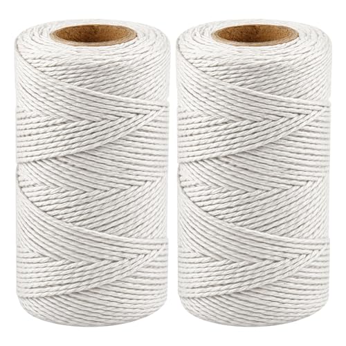 Vaincre White Cotton Twine 656Ft, 2mm Natural Craft & Kitchen String