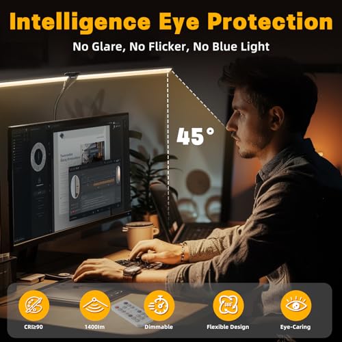 LED Desk Lamp for Home Office, 50 Brightness & Temperature Modes, Eye Protection, Dual Head Dimmable Table Light, 360¡Æ Adjustable Gooseneck with Clamp Remote Control, 90% Energy Saving (Black)