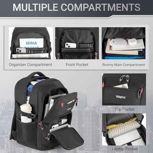 40L Expandable Laptop Backpack, Anti-thief Travel Backpack with USB Charging Port, Airline Approved Business Waterproof Carry on Luggage, Fits 15.6" Laptop for Men Women