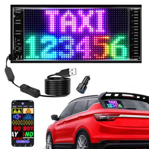 Programmable Led Sign, Double Line Digital Led Message Board, Smart Light Strip Flexible Rgb Electronic Signage Banners, Scrolling Text Panel for Car Shop Taxi Rear Window