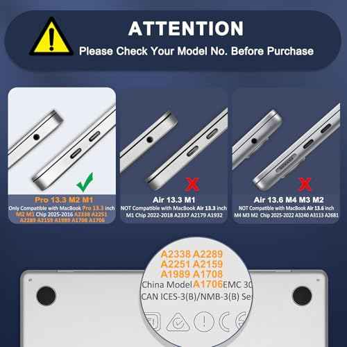 MOSISO Compatible with MacBook Pro 13 inch Case M2 2025, 2024, 2023, 2022-2016 A2338 M1 A2251 A2289 A2159 A1989 A1708 A1706, Plastic Hard Shell&Keyboard Cover&Screen Film&Storage Bag, Black