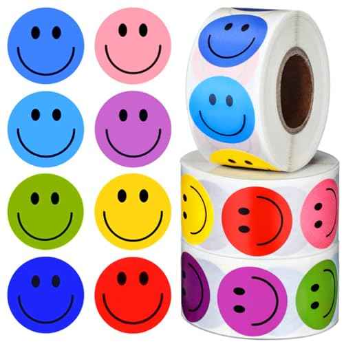 1500 Pcs Smiley Face Stickers Motivational Stickers for Teachers (Macaron-3 Pack)