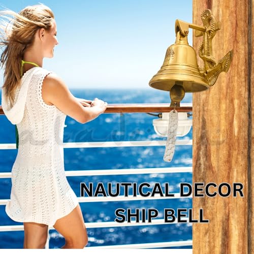Large Indoor Outdoor Ship Anchor Bell - Decorative Metal Door & Wall Bell for Pub, School, Home, Office