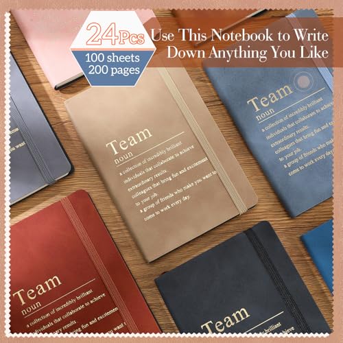 Team Appreciation Gifts Bulk Leather Inspirational Notebooks A6 Employee Journal Team Notepads Inspirational Gifts for Group Coworkers Staff Worker Nurse(Color Whisperer,24 Pack)