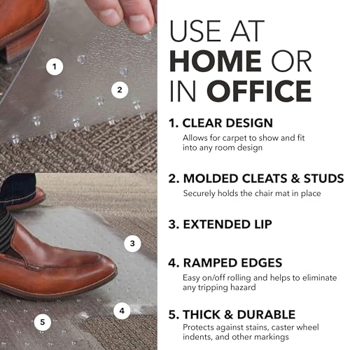 HON Office Chair Mat for Carpet 36 x 48 in, Heavy Duty Clear Desk Mat