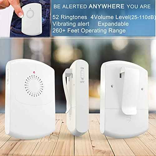 Evernary Caregiver Pager Wireless Call System Personal Alert Panic Button for Home Elderly Nurses Calling System and Emergency Button (2 Portable Pager 2 Transmitter)