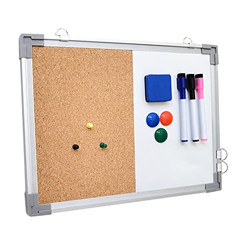 16x12 Inch Magnetic Whiteboard & Corkboard Combo for Office & Home