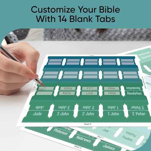 EssexWares ? Ocean Solid Color Bible Tabs for Old and New Testament, 80 Large Print Tabs for Bible Study, Water-Resistant and Durable Bible Index Tabs for Women and Men - 1.7" Wide