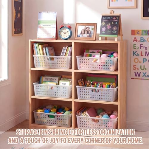 Geetery 6 Pack Classroom Storage Baskets with Handle, Clear - Organizer Bins
