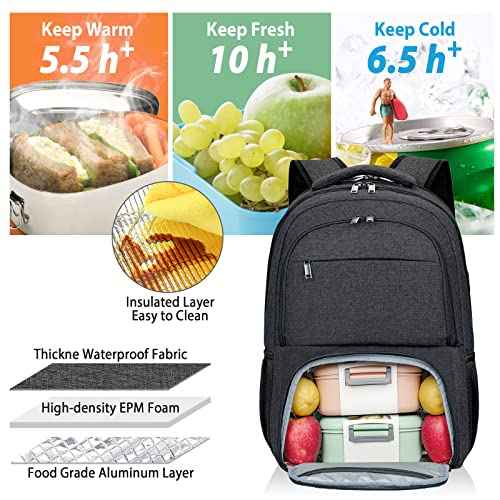 Lunch Backpack, Insulated Cooler Lunch Bag Backpack, Large School Backpacks for Teen Boys Water Resistant Back Pack Gift for Men Fit 17 Inch Laptop,