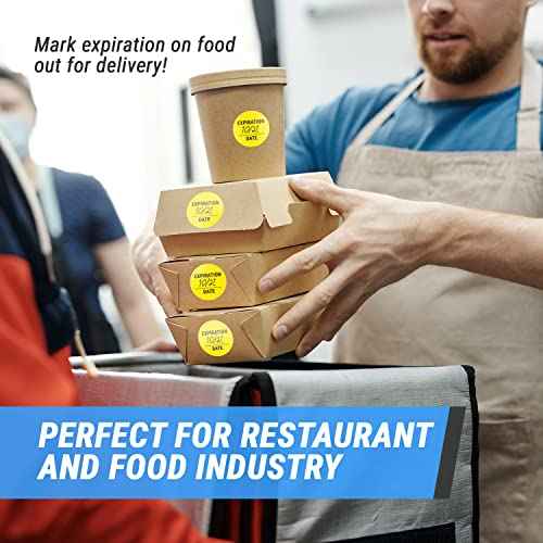 1200 Expiration Labels, 4 Rolls - 1.5 Inch Round Yellow Stickers for Food Containers and Storage - Small Writable Date Labels