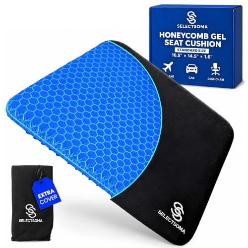SelectSoma Gel Seat Cushion for Long Sitting - Standard Size, Pressure & Back Relief