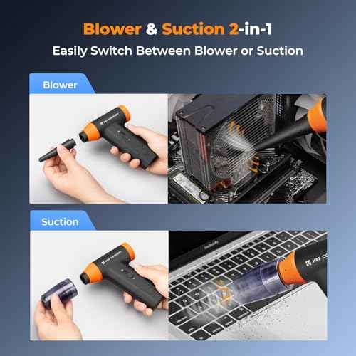 K&F Concept Blower & Suction 2 in 1 Compressed Air Duster, 150000RPM Super Power Electric Air Duster, Stepless Speed Regulation, Portable Dust Blower for Computer, Keyboard, House, Outdoor and Car
