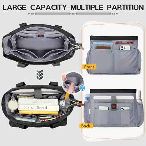 RAINSMORE Teacher Tote Bag 15.6 inch Laptop Bag for Women with Cup Holder Work Bags Nurse Bag Professional Computer Briefcase