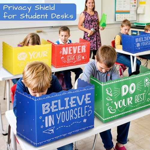 24-Pack Privacy Folders for Students Waterproof Durable Plastic Study Carrel Divider, Easy-to-Clean Classroom Desk Dividers Shield for School Teacher Christmas Supplies (Multicolor)