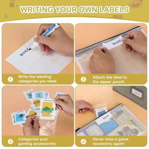 Board Game Storage, Board Game Organizer with 12pcs Zipper Bags and Writable Stickers, Board Game Organizers Storage with Lid for Office Supplies, Puzzles, Video Game, Craft Product,2-Pack