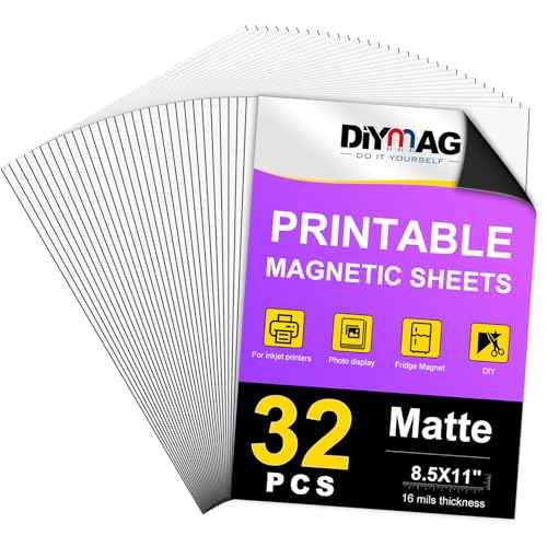 DIYMAG Printable Magnetic Sheets, 32Pcs 8.5 x 11 Inch Flexible Magnet Sheets Matte Non Adhesive Magnetic Paper for Inkjet Printer Photo DIY Crafts