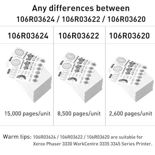 3330 3335 Toner Cartridge Replacement for Xerox 106R03622 for WorkCentre 3335 3345 Phaser 3330 Printer High Capacity - 8,500 Pages (1 Black)
