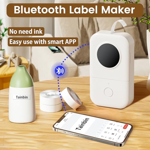 Phomemo D30 Mini Bluetooth Label Maker with White Tape Portable Printer